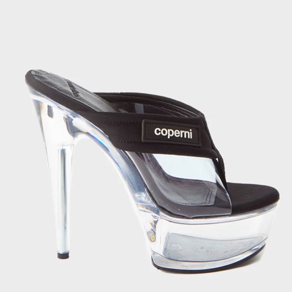 ISO Coperni Women's Black and Silver Clear Platform Heels